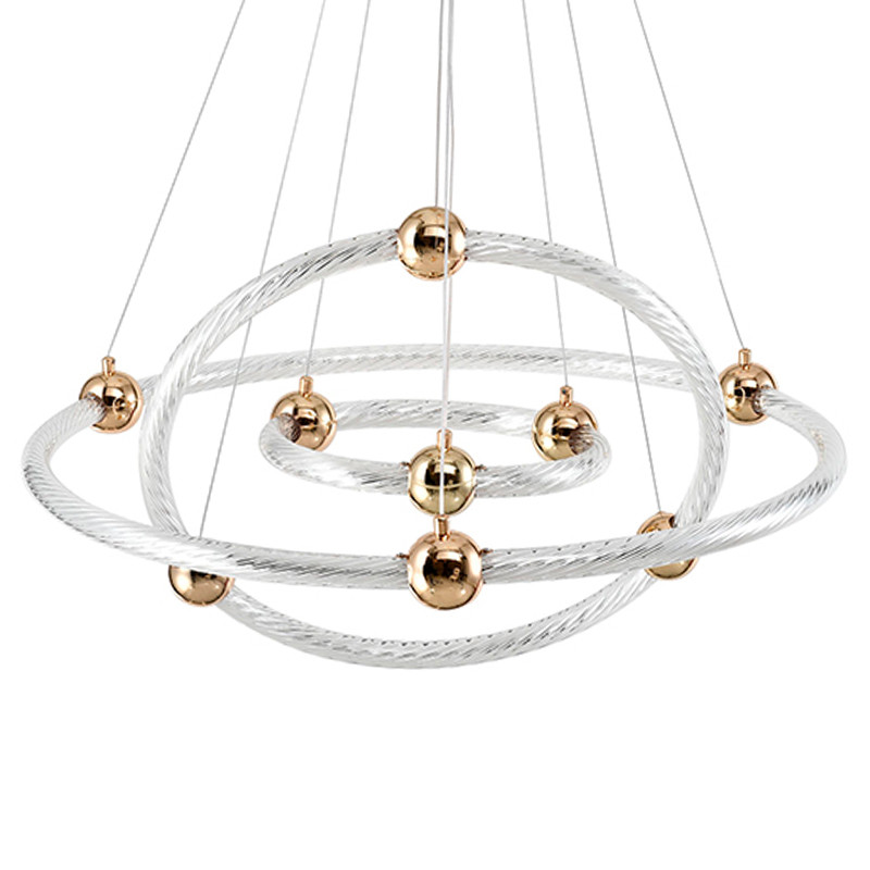 Люстра подвесная светодиодная в виде 3-х колец Lighting Rings Gold
