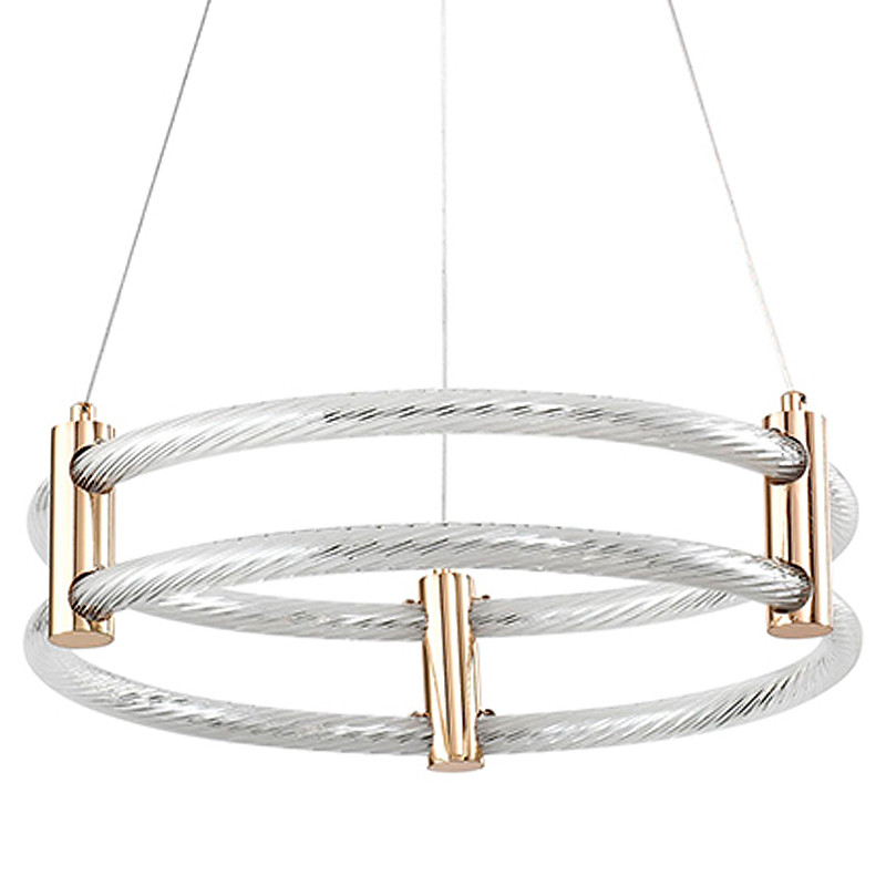 Люстра подвесная светодиодная с 2-мя плафонами в форме колец Lighting Rings Gold