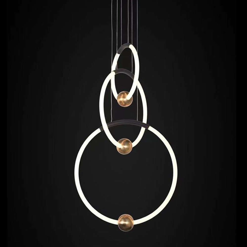 Люстра подвесная светодиодная с 3-мя кольцами Bronze Ring Chandelier