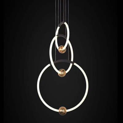 Люстра подвесная светодиодная с 3-мя кольцами Bronze Ring Chandelier