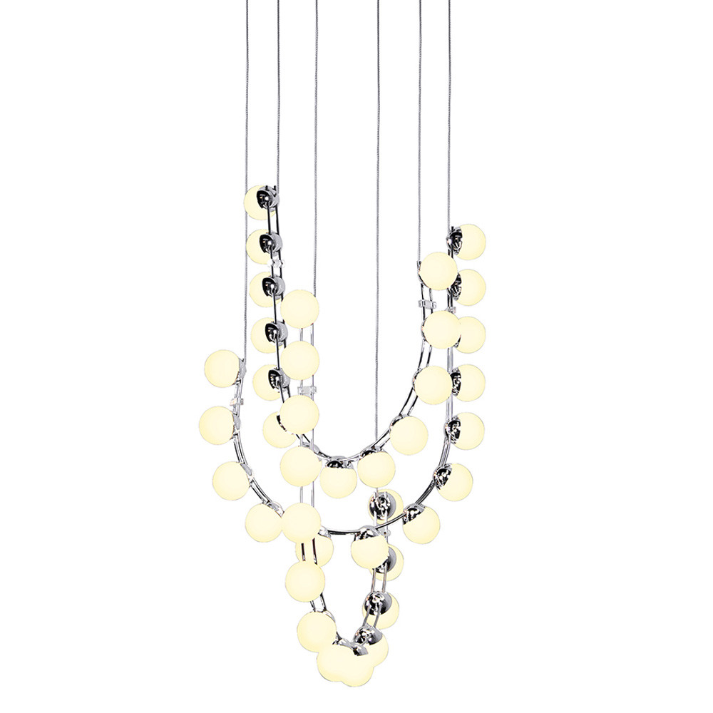 Люстра подвесная светодиодная с круглыми плафонами белого цвета PEARLS Suspension 39