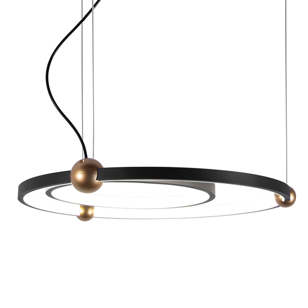 Люстра подвесная светодиодная черный металл Ring Horizontal