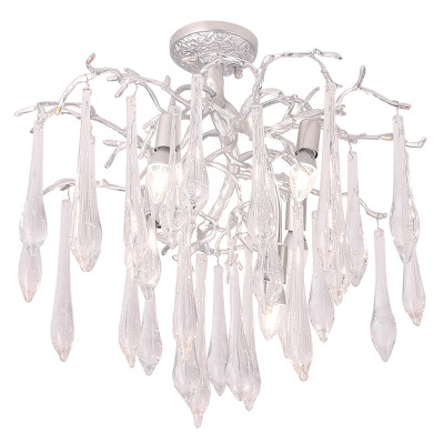 Люстра потолочная с прозрачными стеклянными подвесками в форме капель Droplet Chandelier