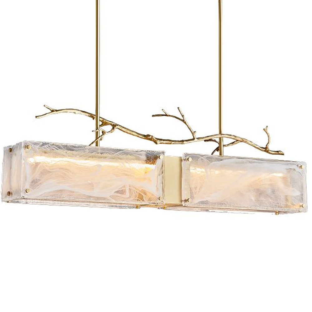 Люстра прямоугольная из фактурного стекла Chandelier Beam