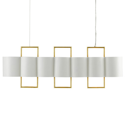 Люстра прямоугольная с белыми цилиндрическими абажурами White Ribbon