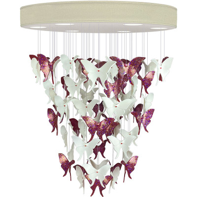 Люстра Розовые Бабочки Жемчужно-серая база Night Butterflies Chandelier Pink