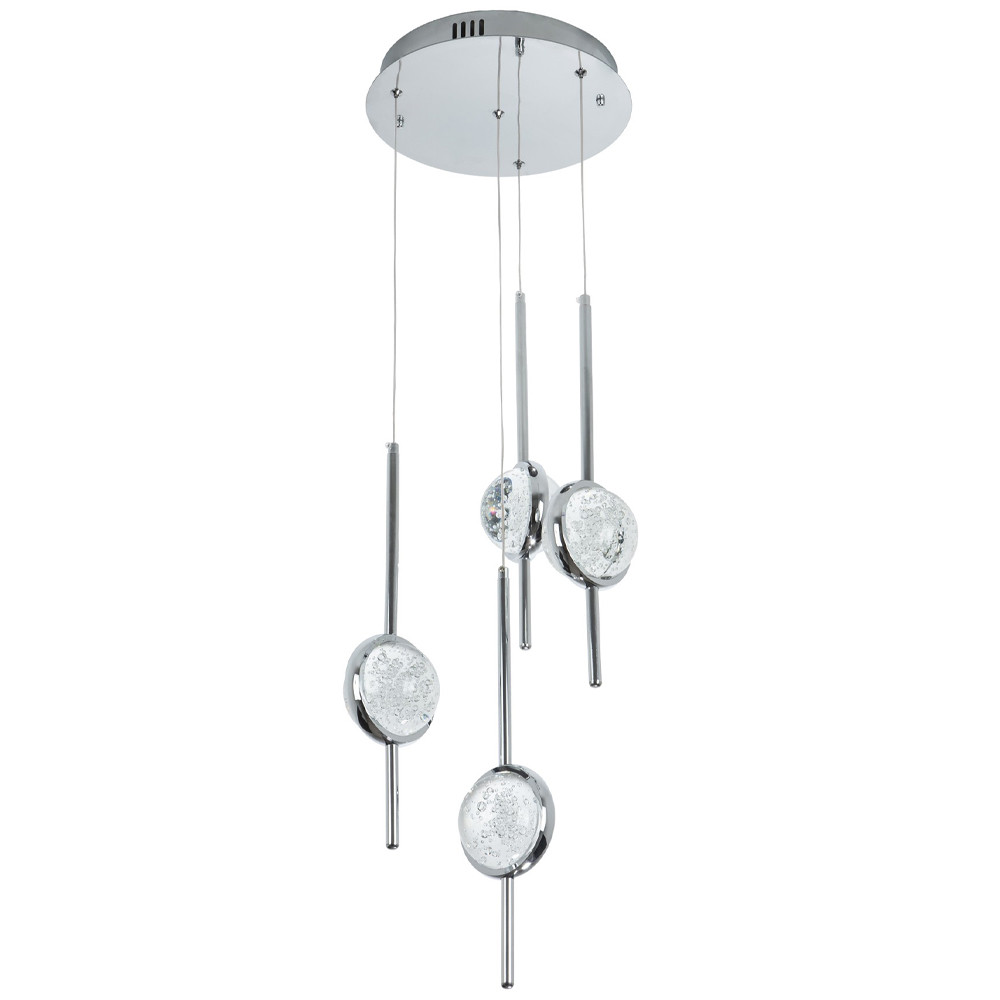 Люстра с 4-мя плафонами из хрустального шара Crystal Bubbles Chrome Hanging Lamp