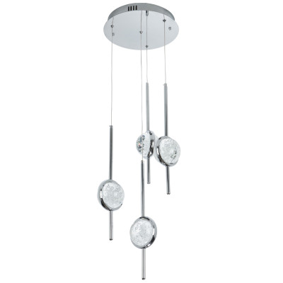 Люстра с 4-мя плафонами из хрустального шара Crystal Bubbles Chrome Hanging Lamp
