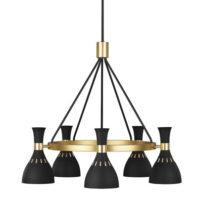Люстра с 5-ю плафонами в форме песочных часов с узкими перфорированными отверстиями Feiss