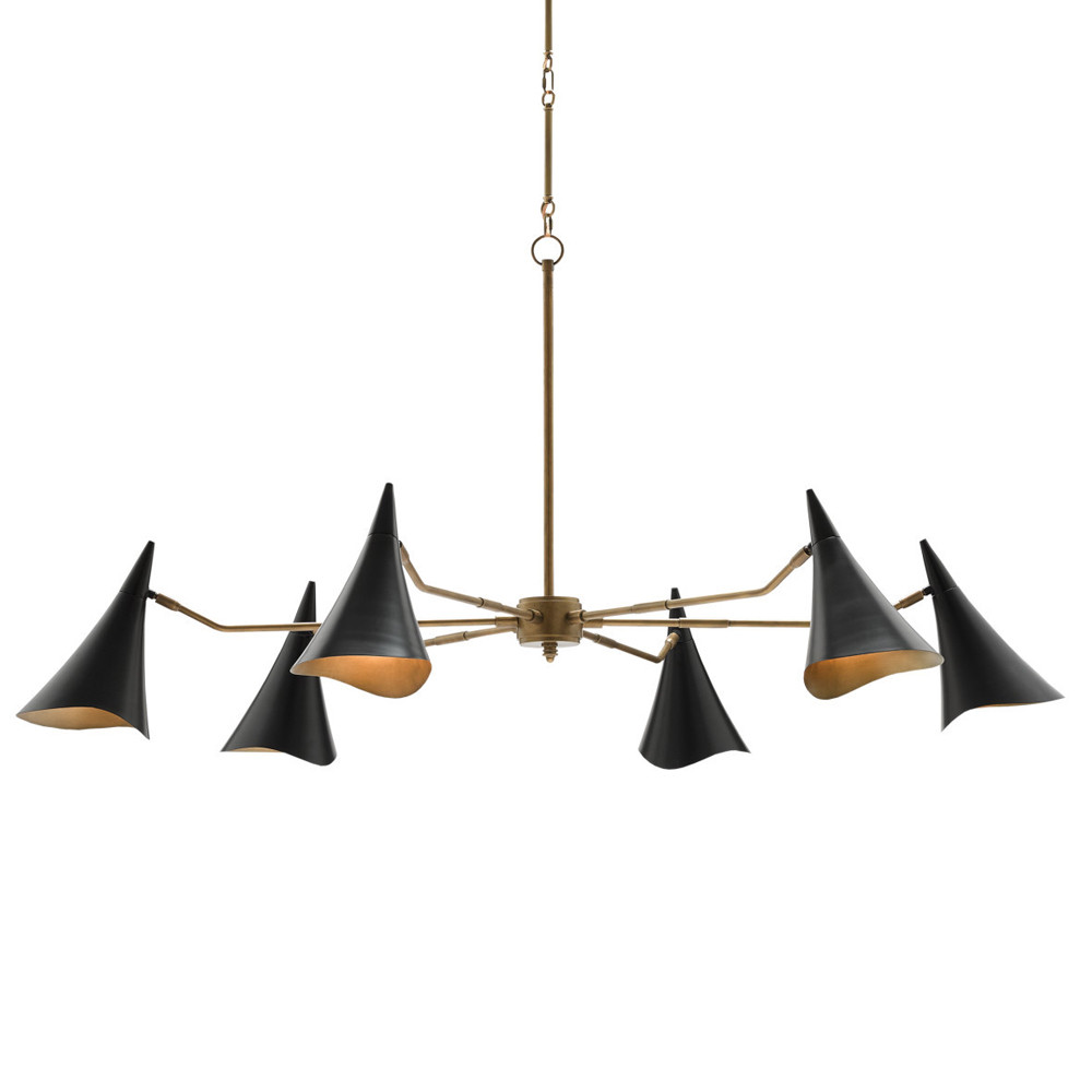 Люстра с 6-ю черными конусообразными плафонами Contrasting Lamps