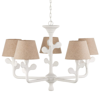 Люстра с белым каркасом и тканевыми абажурами Natural Stems