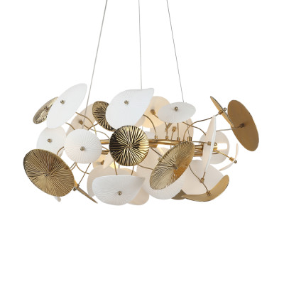 Люстра с белыми и золотистыми цветами Dahlia Flowers Lamp