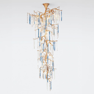 Люстра с голубыми и прозрачными подвесками в форме капель Blue Drop Chandelier