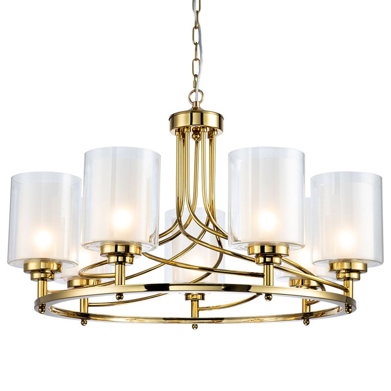 Люстра с двойными плафономи Gold Helix 7 ламп