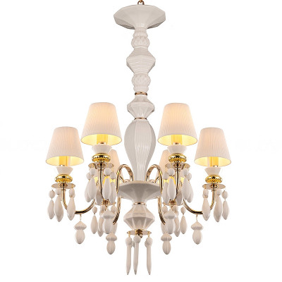 Люстра с декором в виде белых подвесок круглой и овальной формы Annette Chandelier