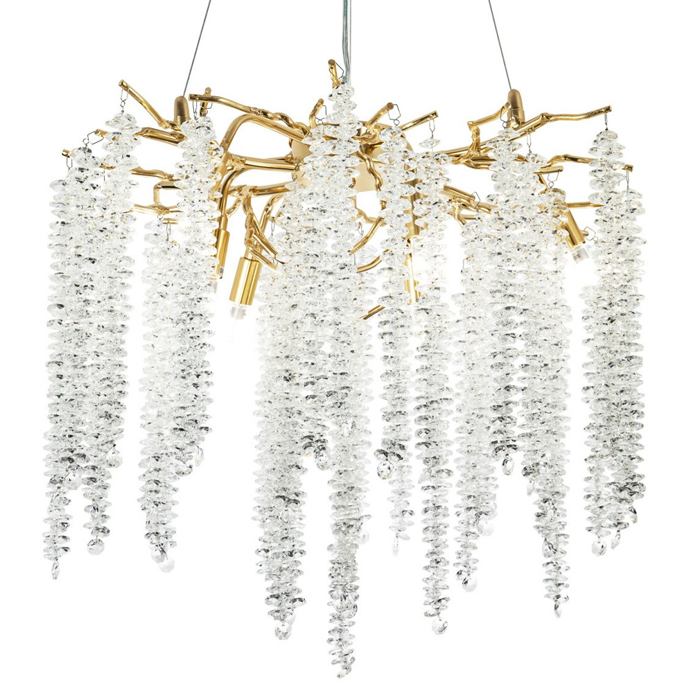 Люстра с декором в виде ветвей с хрустальными подвесками Fairytree Gold Crystal Chandelier 6