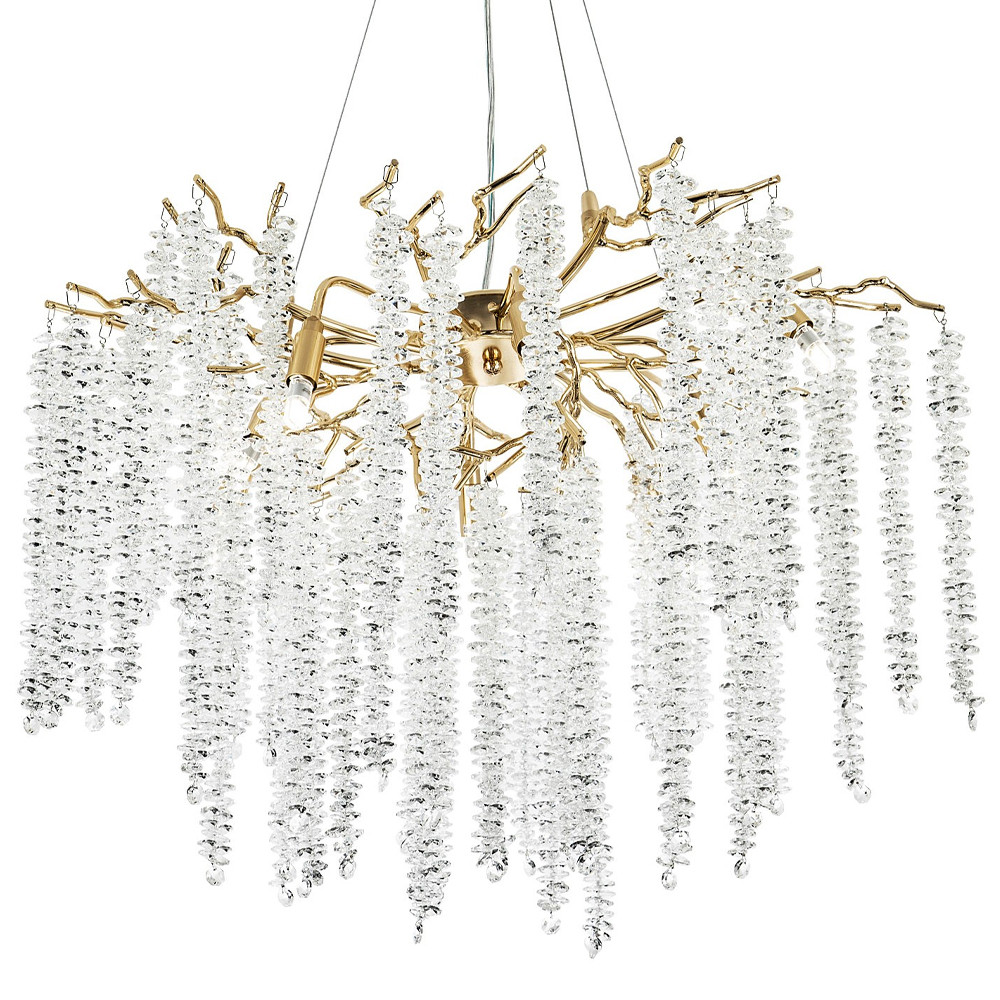 Люстра с декором в виде ветвей с хрустальными подвесками Fairytree Gold Crystal Chandelier 8