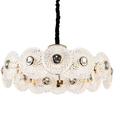Люстра с декором из круглых рельефных пластин из хрусталя Decorative Glass Discs Chandelier 82
