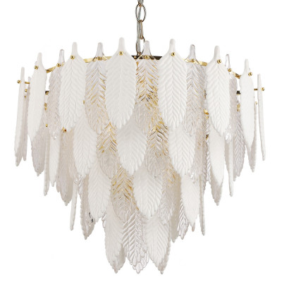 Люстра с декором из рельефного стекла в виде перьев Abelia Feather Chandelier 12