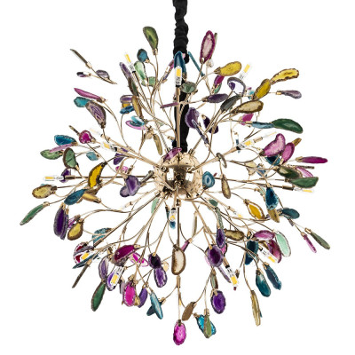 Люстра с декором разноцветный агат Multicolored Agate Chandelier 18