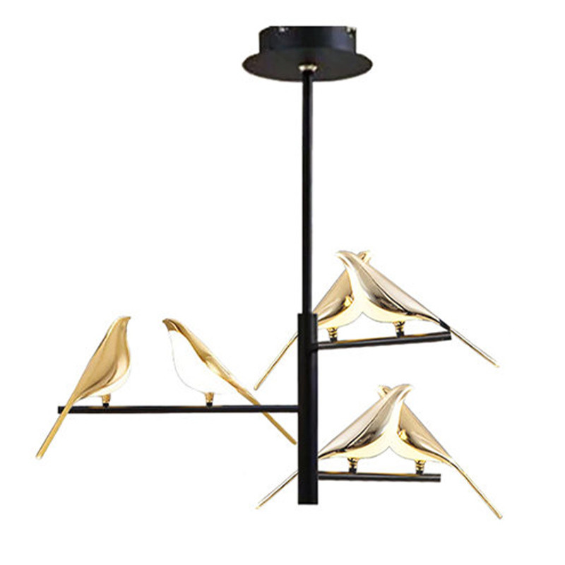 Люстра с золотыми птичками на ветках NOMI Chandelier Six birds on branches