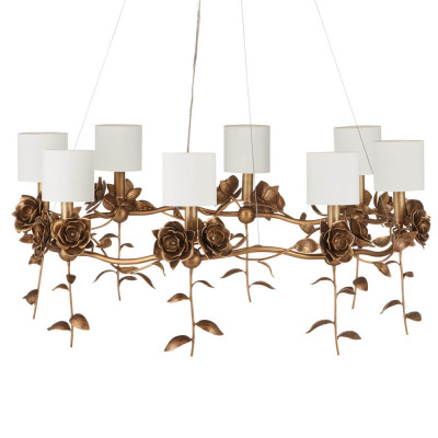 Люстра с каркасом в виде цветков розы и тканевыми абажурами Flowers and Fox Roses
