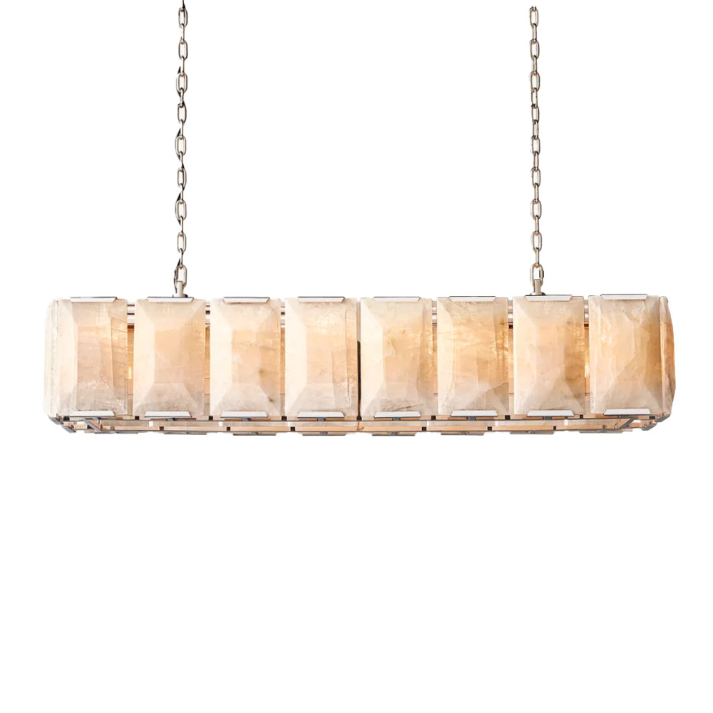 Люстра с каркасом цвета хром и абажуром из прямоугольных мраморных панелей Calling to Shine