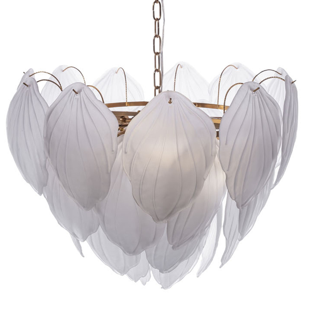 Люстра с лепестками из матового рифленого стекла Chandelier Water Lily