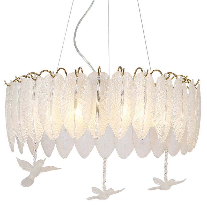 Люстра с перьями из полупрозрачного стекла Songbirds