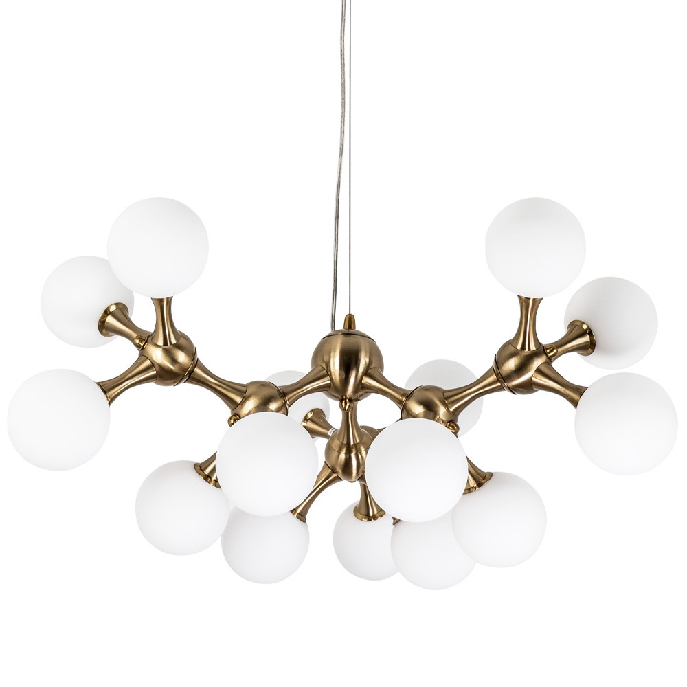 Люстра с плафонами из стеклянных шаров Pearls Suspension Brass Chandelier