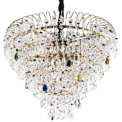 Люстра с прозрачными и цветными подвесками из хрусталя Colorful Crystals Chandelier 12