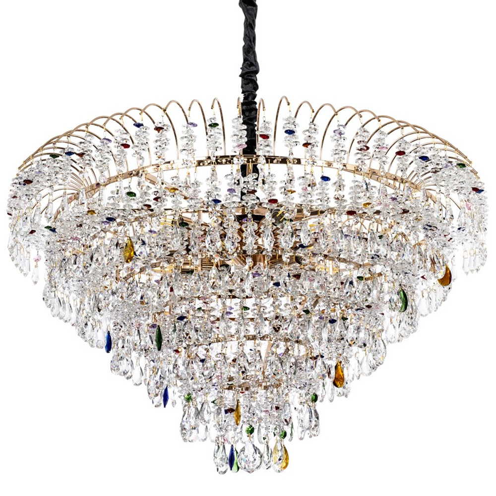 Люстра с прозрачными и цветными подвесками из хрусталя Colorful Crystals Chandelier 18
