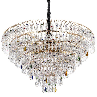 Люстра с прозрачными и цветными подвесками из хрусталя Colorful Crystals Chandelier 18