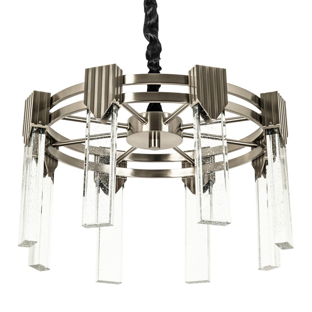 Люстра с прямоугольными хрустальными плафонами Glass Rectangles Chrome Chandelier 46