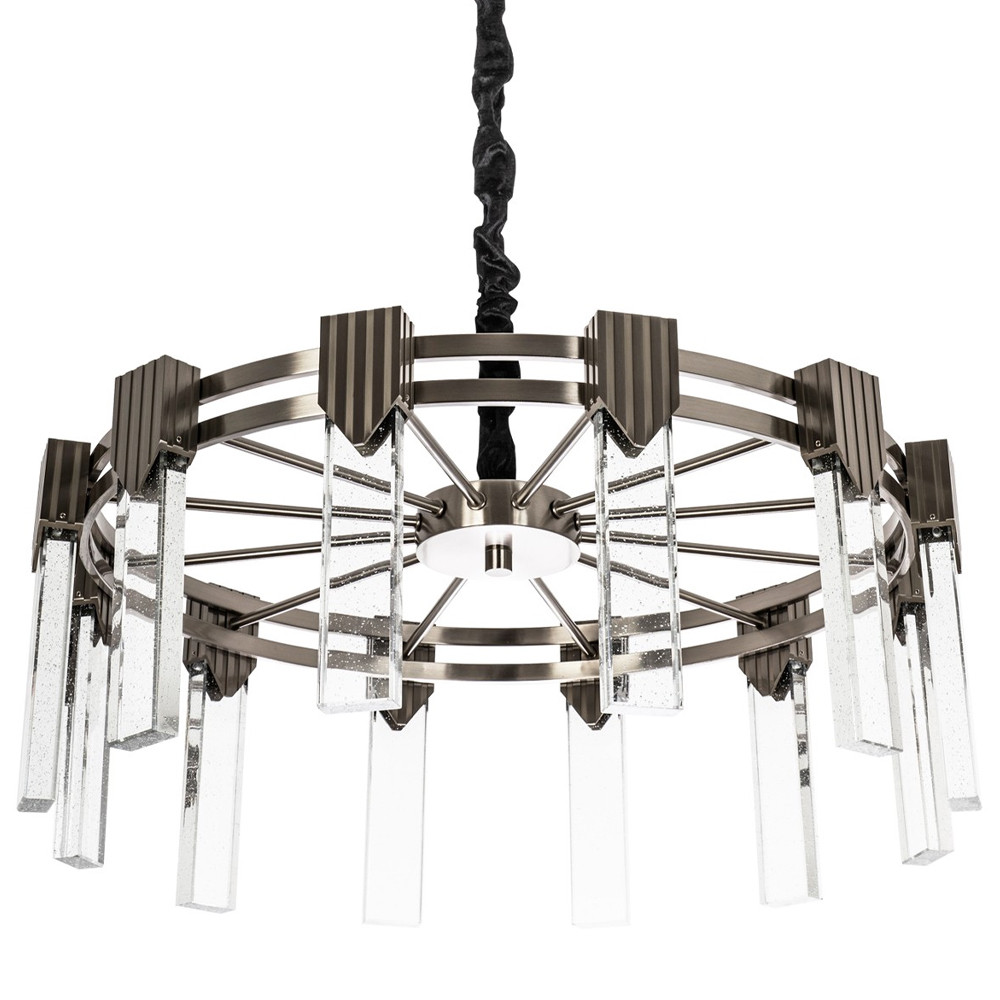 Люстра с прямоугольными хрустальными плафонами Glass Rectangles Chrome Chandelier 60