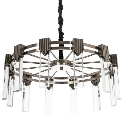 Люстра с прямоугольными хрустальными плафонами Glass Rectangles Chrome Chandelier 60