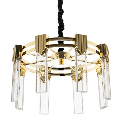 Люстра с прямоугольными хрустальными плафонами Glass Rectangles Gold Chandelier 46