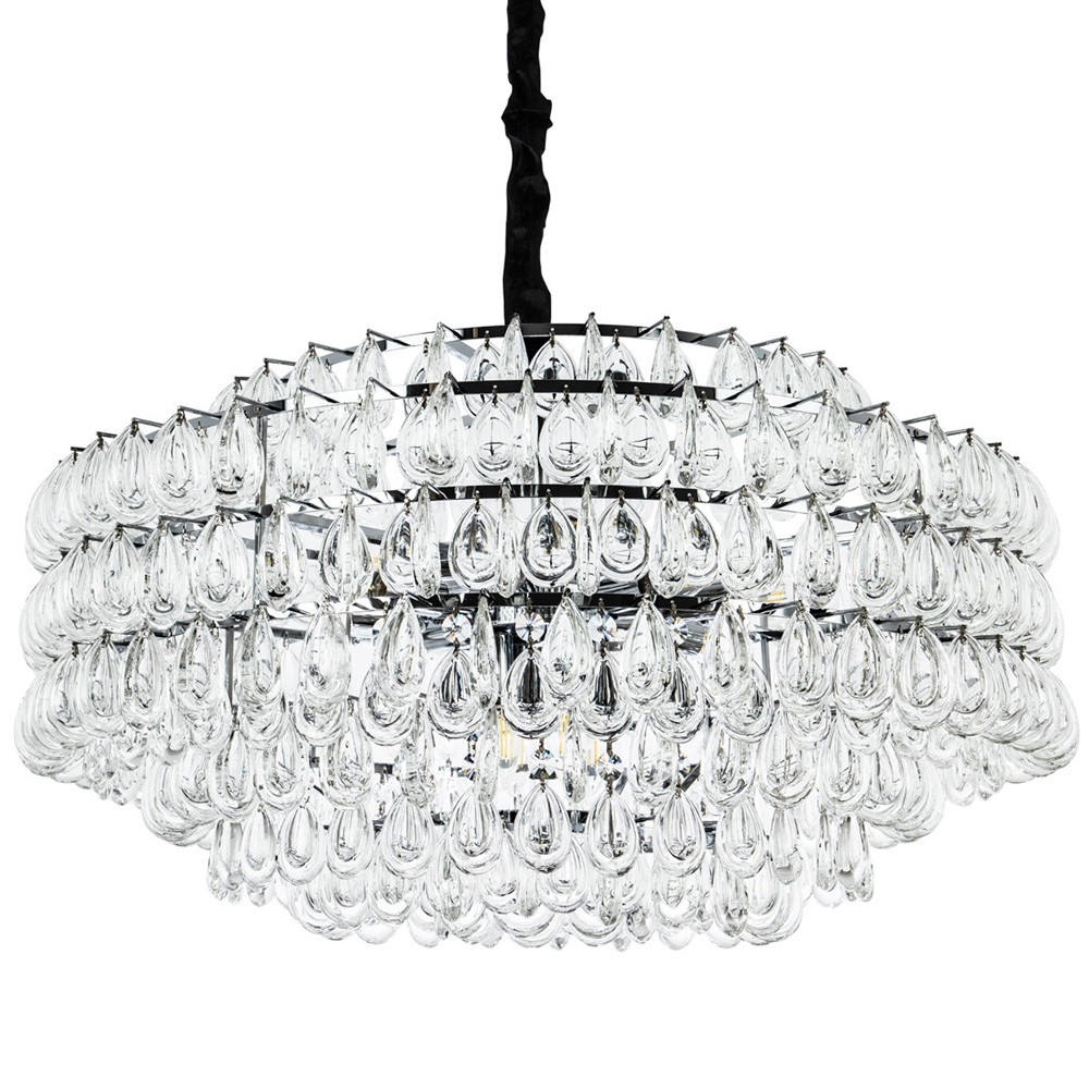 Люстра с хрустальными подвесками в виде капель Antoine Crystal Drops Chrome Chandelier 16
