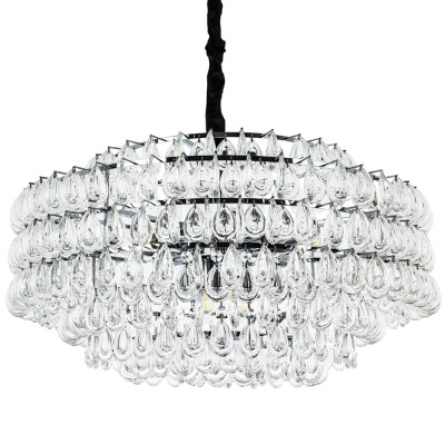 Люстра с хрустальными подвесками в виде капель Antoine Crystal Drops Chrome Chandelier 16