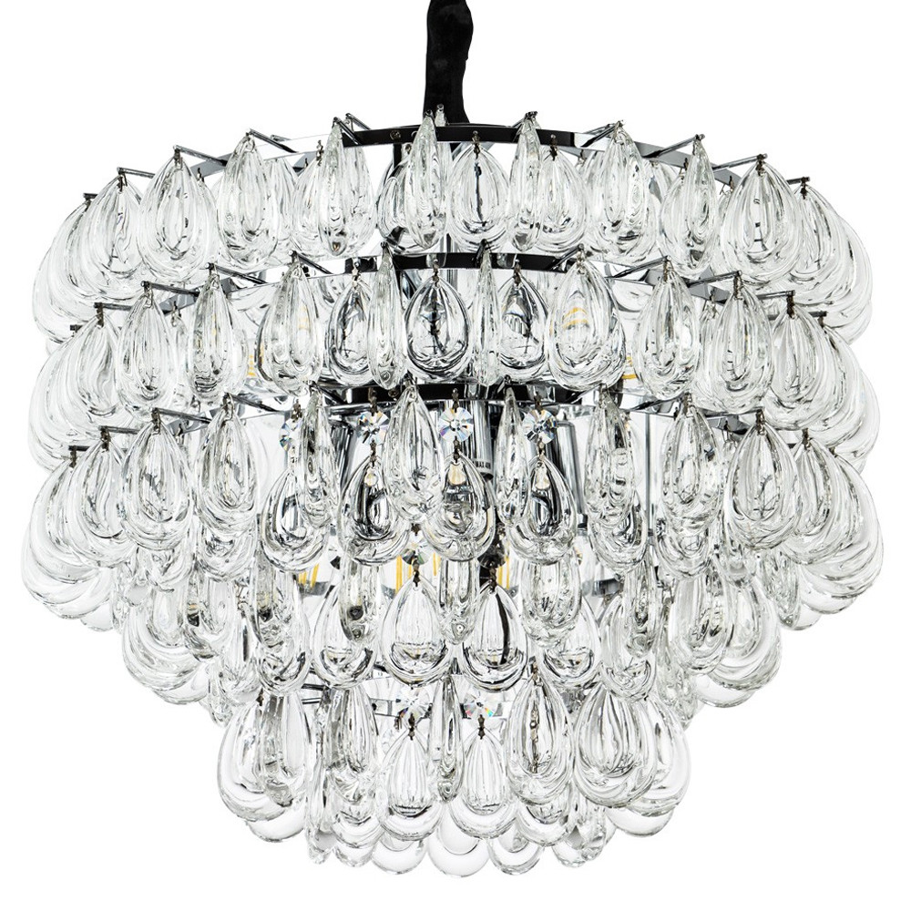 Люстра с хрустальными подвесками в виде капель Antoine Crystal Drops Chrome Chandelier 9