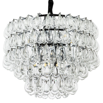 Люстра с хрустальными подвесками в виде капель Antoine Crystal Drops Chrome Chandelier 9