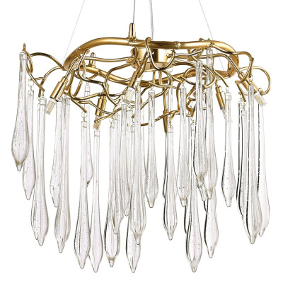 Люстра с хрустальными подвесками в виде капель Droplet Crystal Gold Chandelier 6