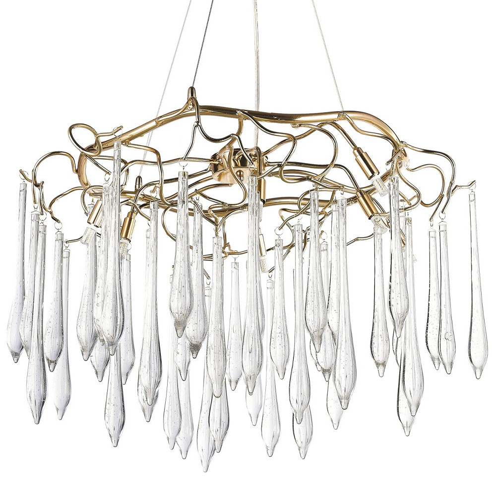 Люстра с хрустальными подвесками в виде капель Droplet Crystal Gold Chandelier 8