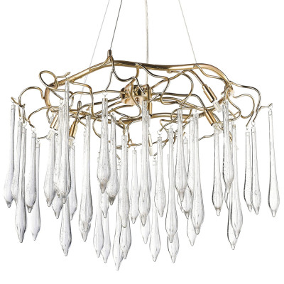 Люстра с хрустальными подвесками в виде капель Droplet Crystal Gold Chandelier 8