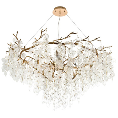 Люстра с хрустальными подвесками в виде листьев Fairytree Leaves Gold Chandelier 10