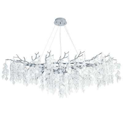 Люстра с хрустальными подвесками в виде листьев Fairytree Leaves Linear Silver Chandelier 12