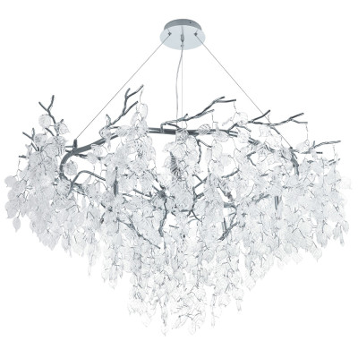Люстра с хрустальными подвесками в виде листьев Fairytree Leaves Silver Chandelier 10