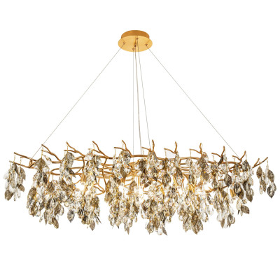 Люстра с хрустальными подвесками и металлическими в виде листьев Fairytree Light Chandelier 15