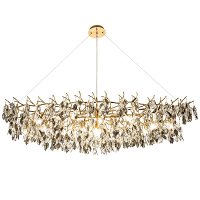 Люстра с хрустальными подвесками и металлическими в виде листьев Fairytree Light Chandelier 20