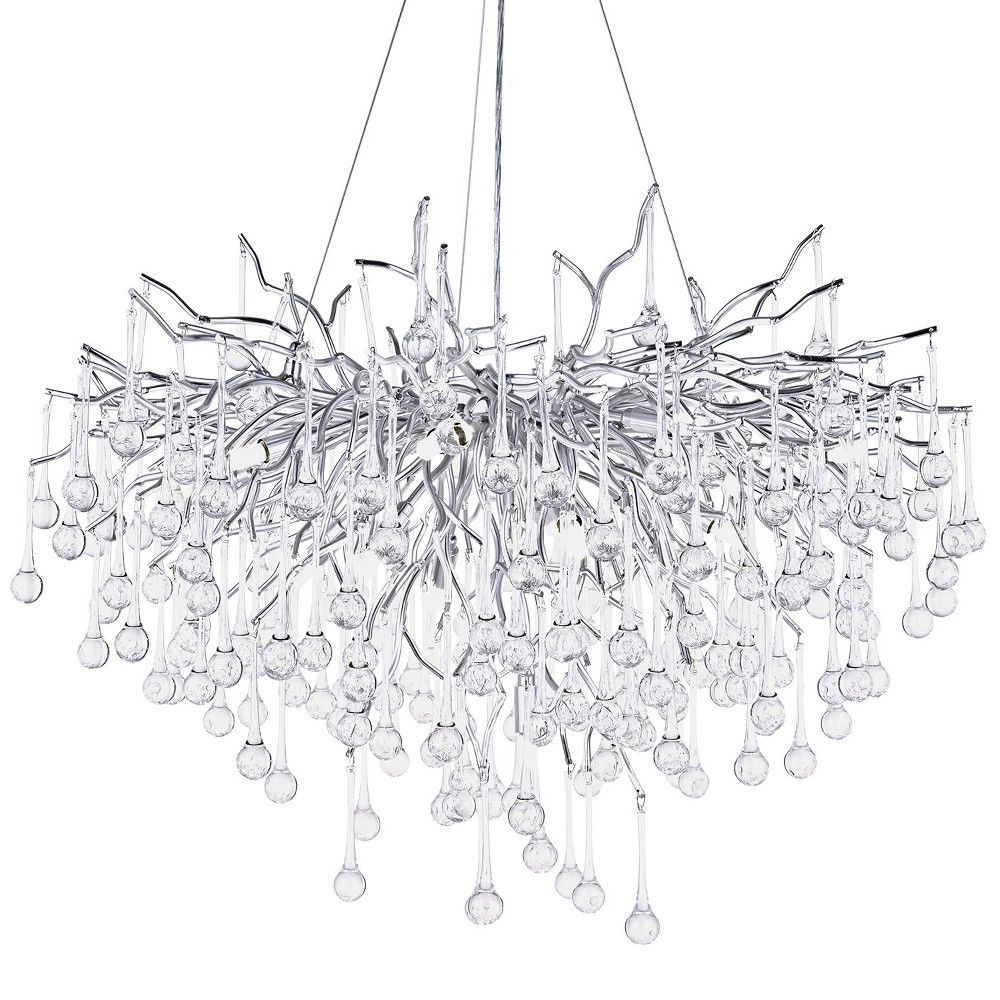 Люстра с хрустальными подвесками капли серебро Droplet Silver Chandelier 15